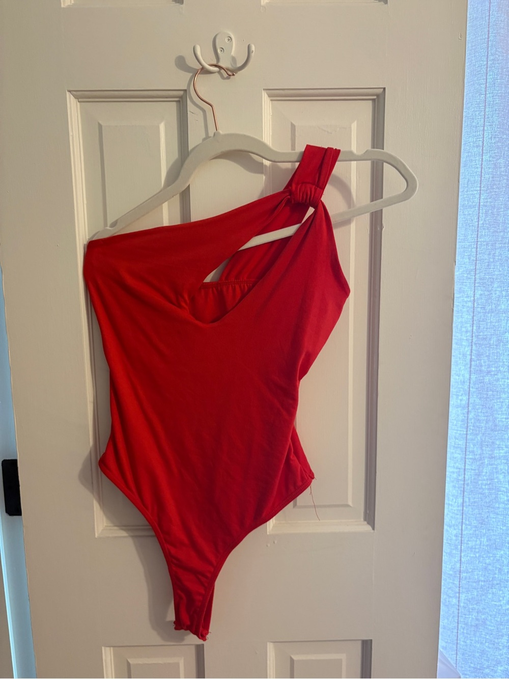 Girls Red One-Shoulder One-Piece Bodysuit